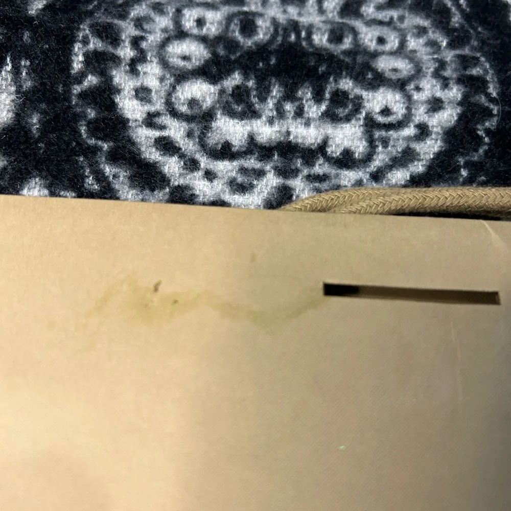 Burberry paper shopping bag with a gold logo and cloth handles.